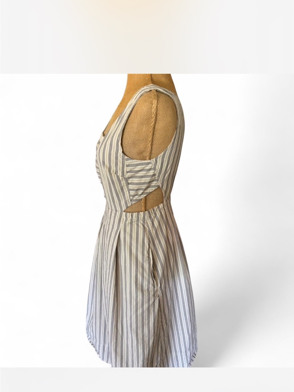 Madewell Cream and Gray Striped Midi Pinafore - Picture 4 of 8